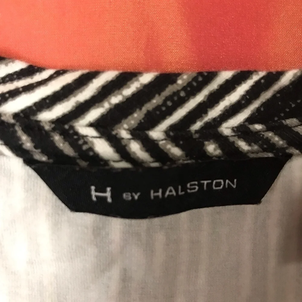 H by Halston Women’s Sleeveless Midi Dress Size LP Black White High Low Hem